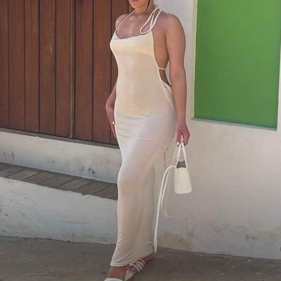 yg collection cream backless maxi dress - Picture 2 of 5
